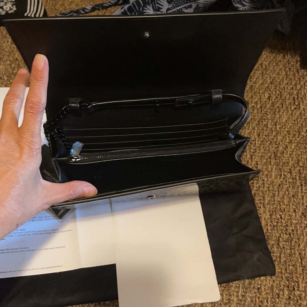 Ysl Leopard Printed Monogram Chain Clutch - image 6